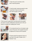 How to use the single-use pouch - add 7 spoonfuls of water, shake, knead, cut the corner, apply, peel off after 15 to 20 minutes
